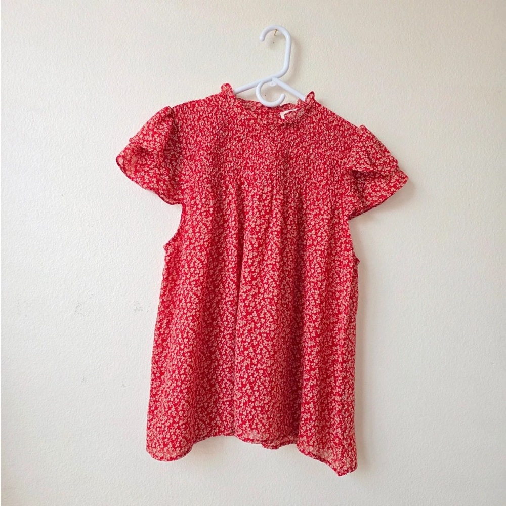 Red Floral Short Sleeve Dress